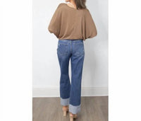 Southern Grace - Cuffed Straight Leg High Rise Jeans