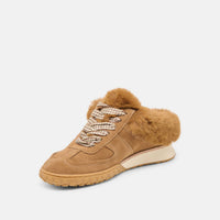 Dolce Vita Women's Izzey Plush Sneakers in light brown suede - women's sneaker - detail view
