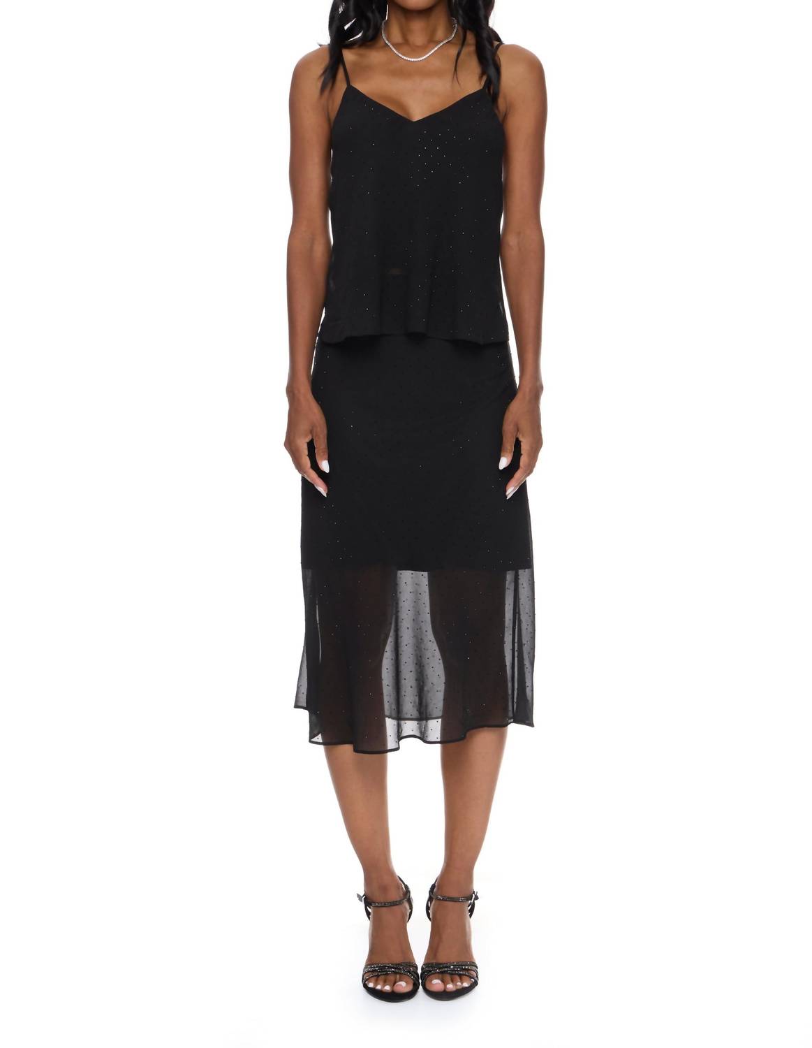 LUCY PARIS Carlin Embellished Tank in black - women's blouse - detail view