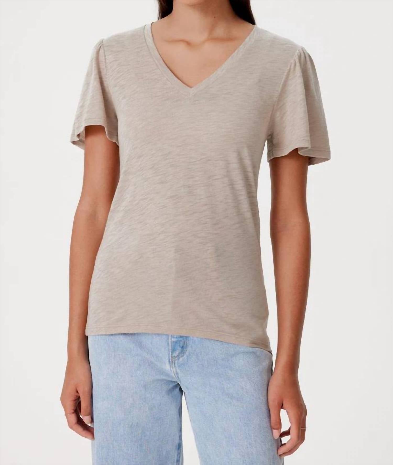 Goldie Lewinter - Signature Slub Flutter Sleeve V-neck Top