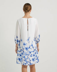 Joseph Ribkoff 3/4 Sleeve Floral Shift Dress in vanilla multi - women's dress - detail view
