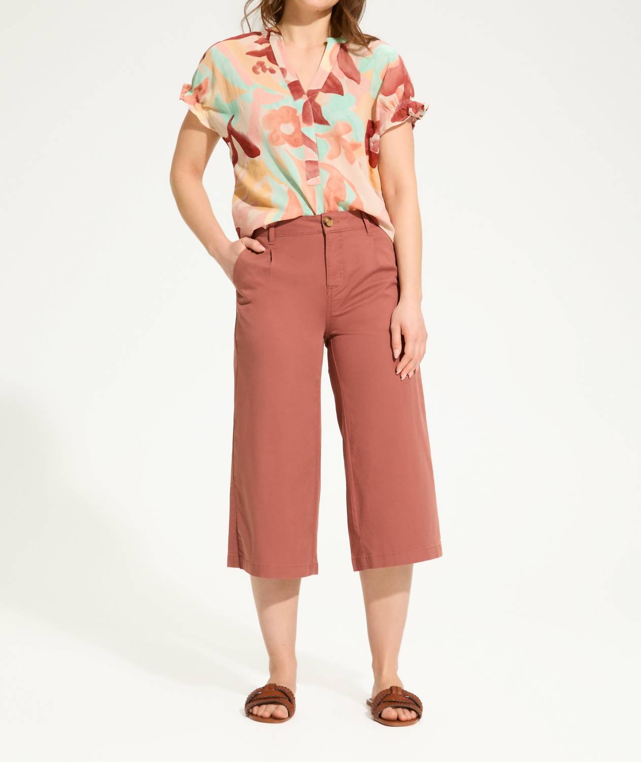FDJ Crinkle Print Top in camo - women's blouse - view 4
