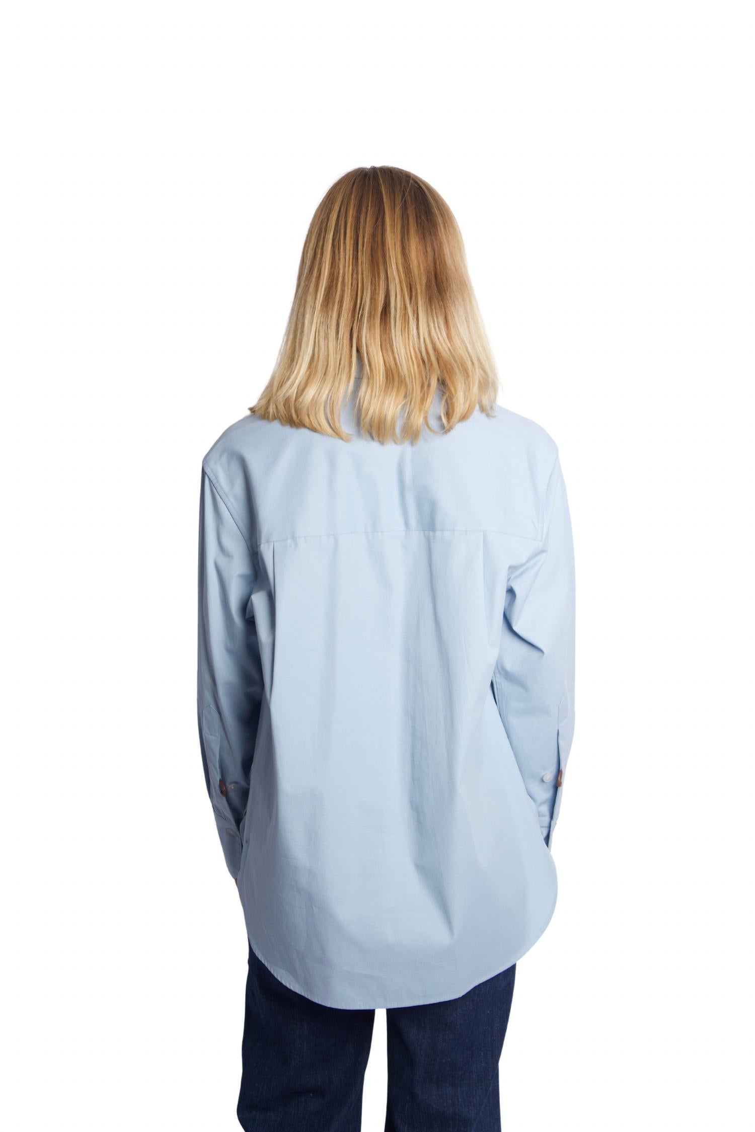 Vince - Oversized Shirt With Faux Leather Trim