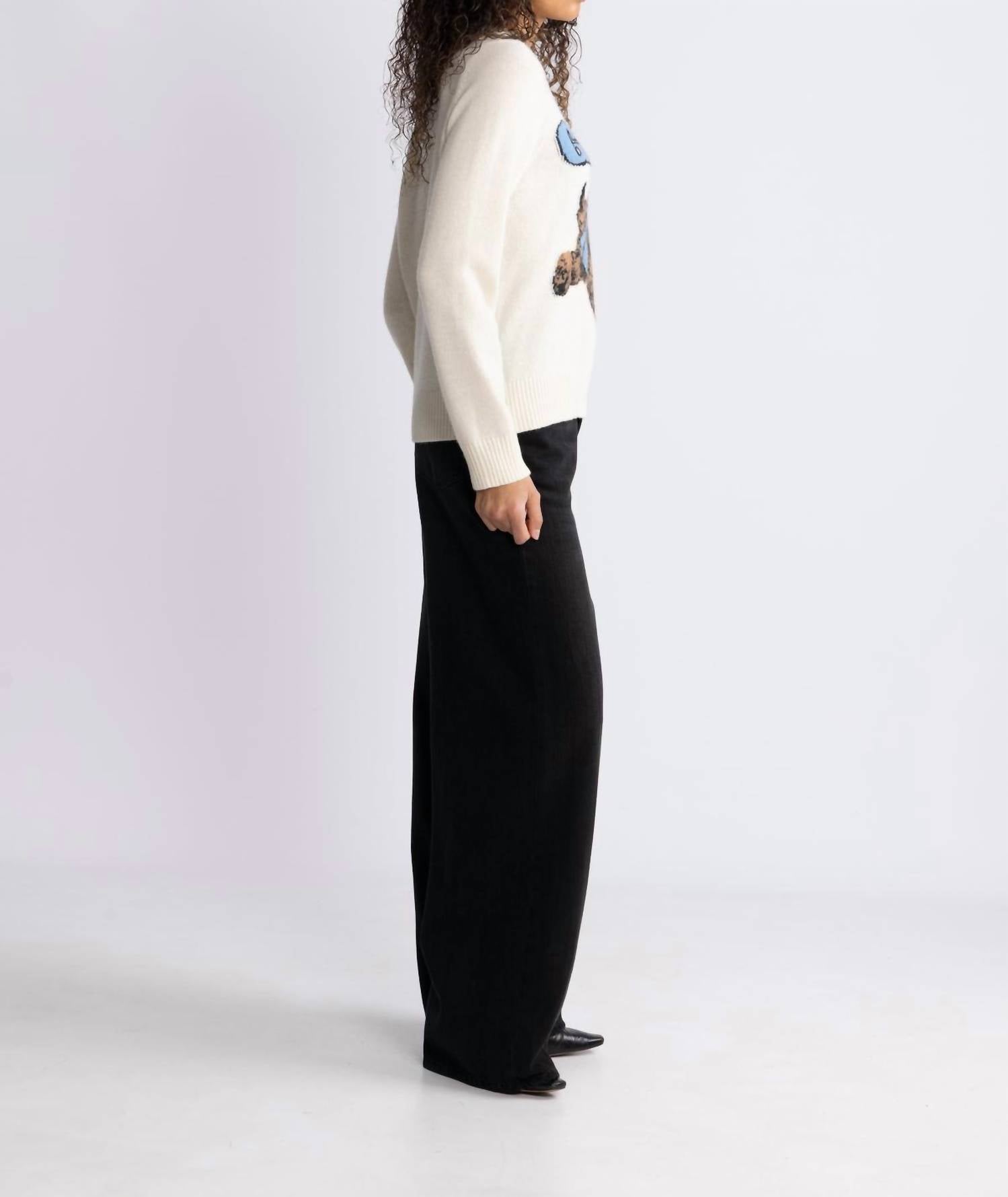 Ganni - Graphic Wool Mix Fluffy Puppy Love Crewneck Top