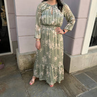 Apricot - Silhouette Floral Satin Shimmer Maxi Dress