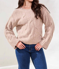 Tribal - Cable Knit Textured Crewneck Sweater
