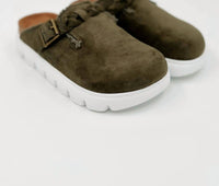 Very G - Women's Cali Braided Buckle Faux Suede Clogs