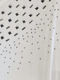 DESIGN HISTORY Women's Missy Studed Short Sleeve Top - Plus in white - women's blouse - detail view