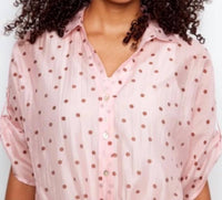 Charlie B - Roll Up Sleeve Front Tie Blouse