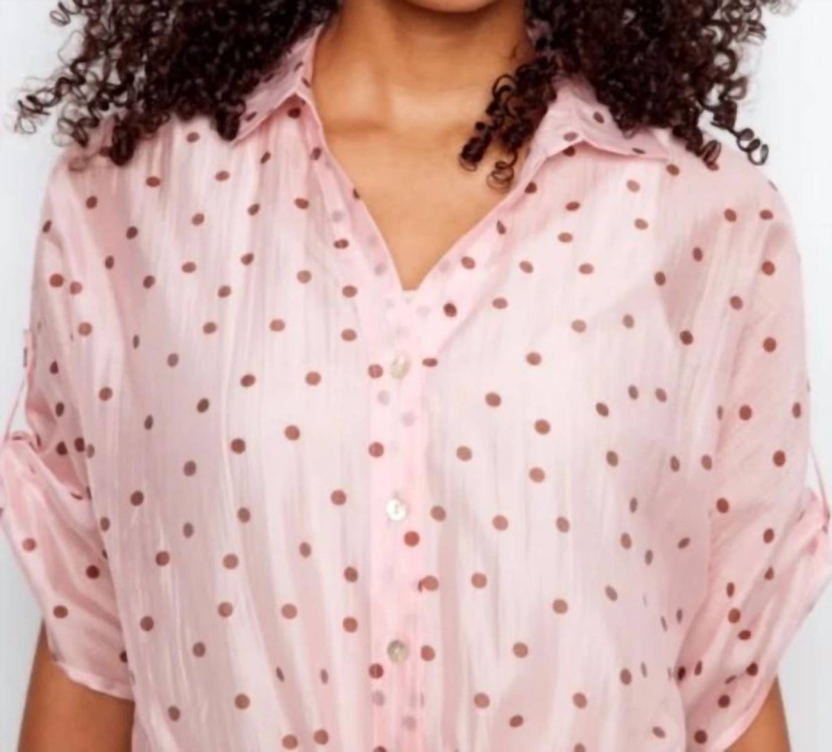 Charlie B - Roll Up Sleeve Front Tie Blouse
