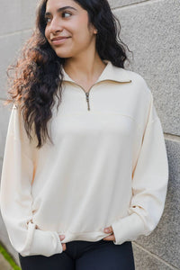 Kimberly C - Catching Flights Super Soft Scuba Oversized Half Zip Top