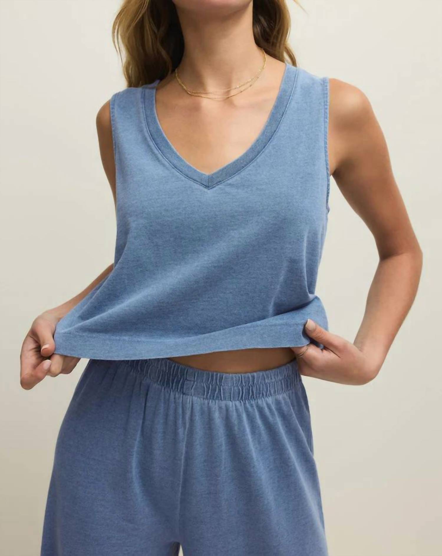 Z Supply - Sloane V-neck Jersey Denim Top