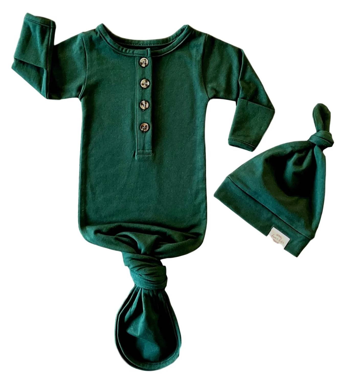 Fawn & Foster - Baby Organic Knotted Gown + Top Knot Hat