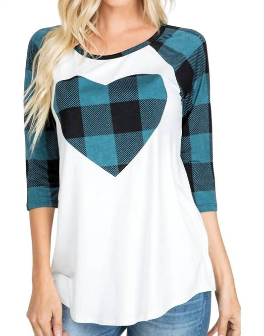 Heimish Usa - Plaid Heart Raglan Tee