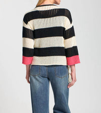 Apny - Stripe Modern Crocket Tape Yarn Sweater