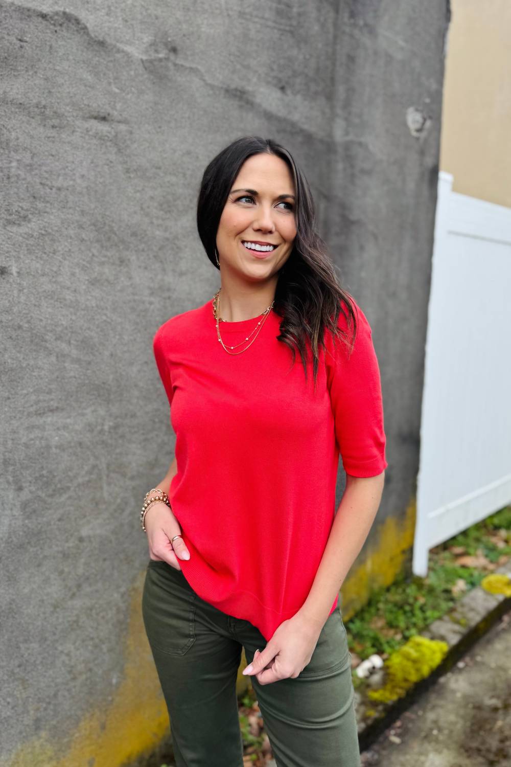 Esqualo - Crewneck Three-Quarter Wide Sleeves Sweater