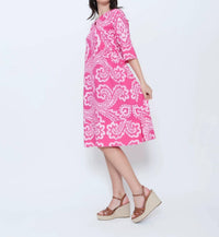 Blueberry - Split Neck Tunic Midi Dress
