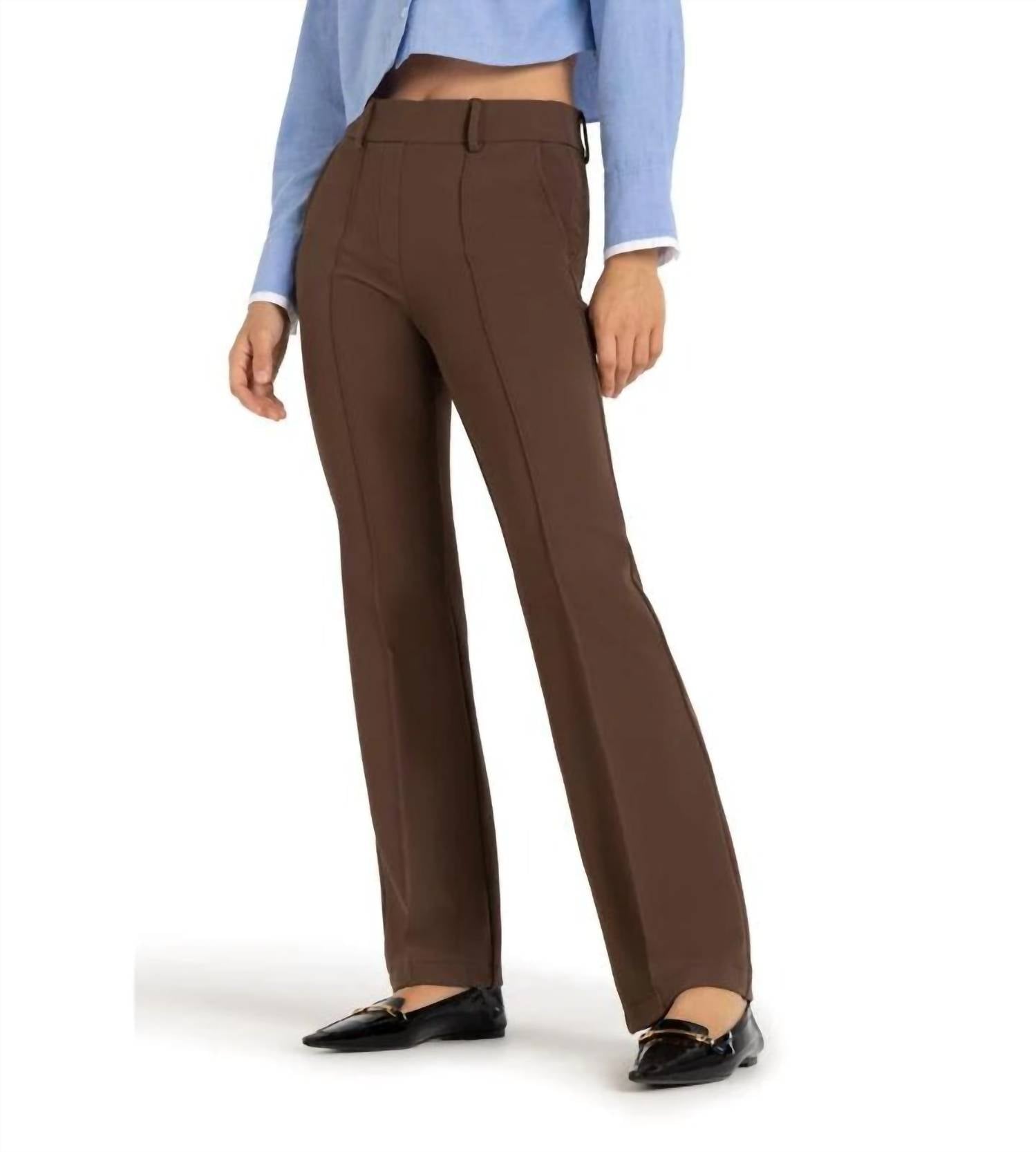 CAMBIO Francoise Pull On Flare Pants in taupe choco - women's pants