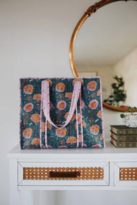 Crowned Free - Women's Flower Garden Quilted Market Bag