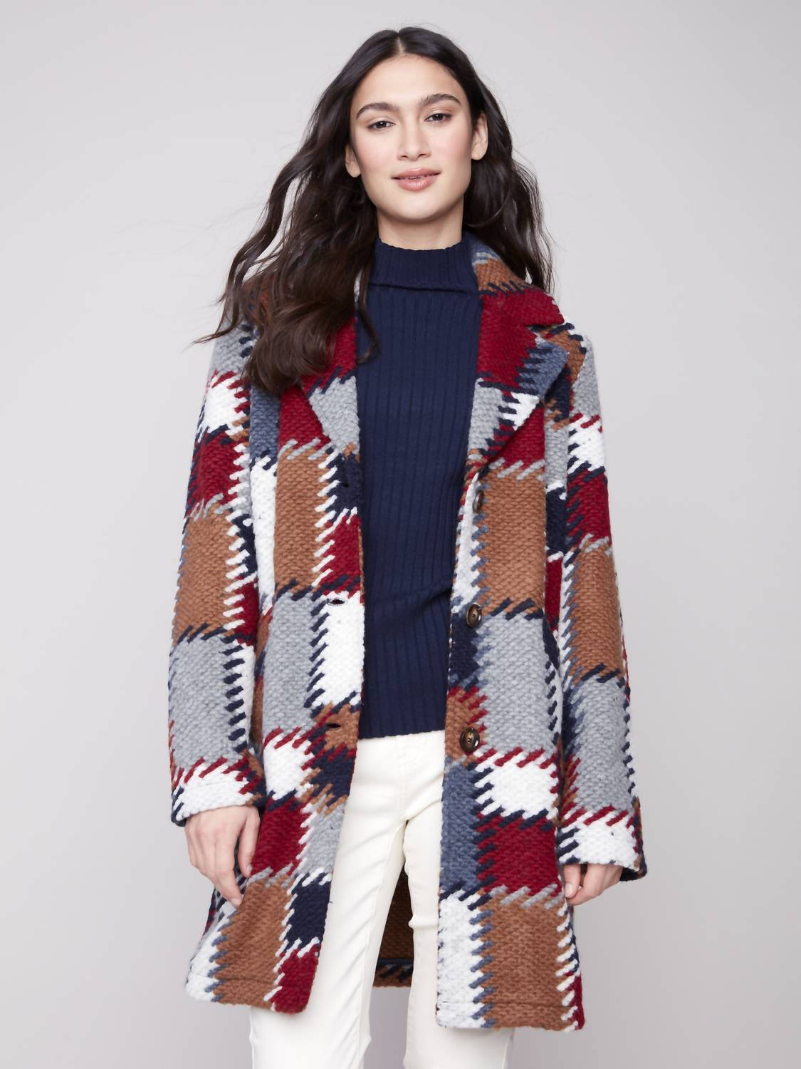 Charlie B - Plush Knit Button Front Long Jacket