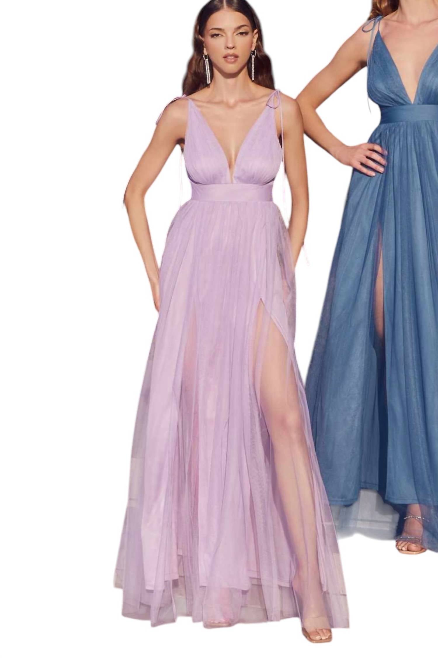Cinderella Divine - Flowy Tulle A Line Formal Gown