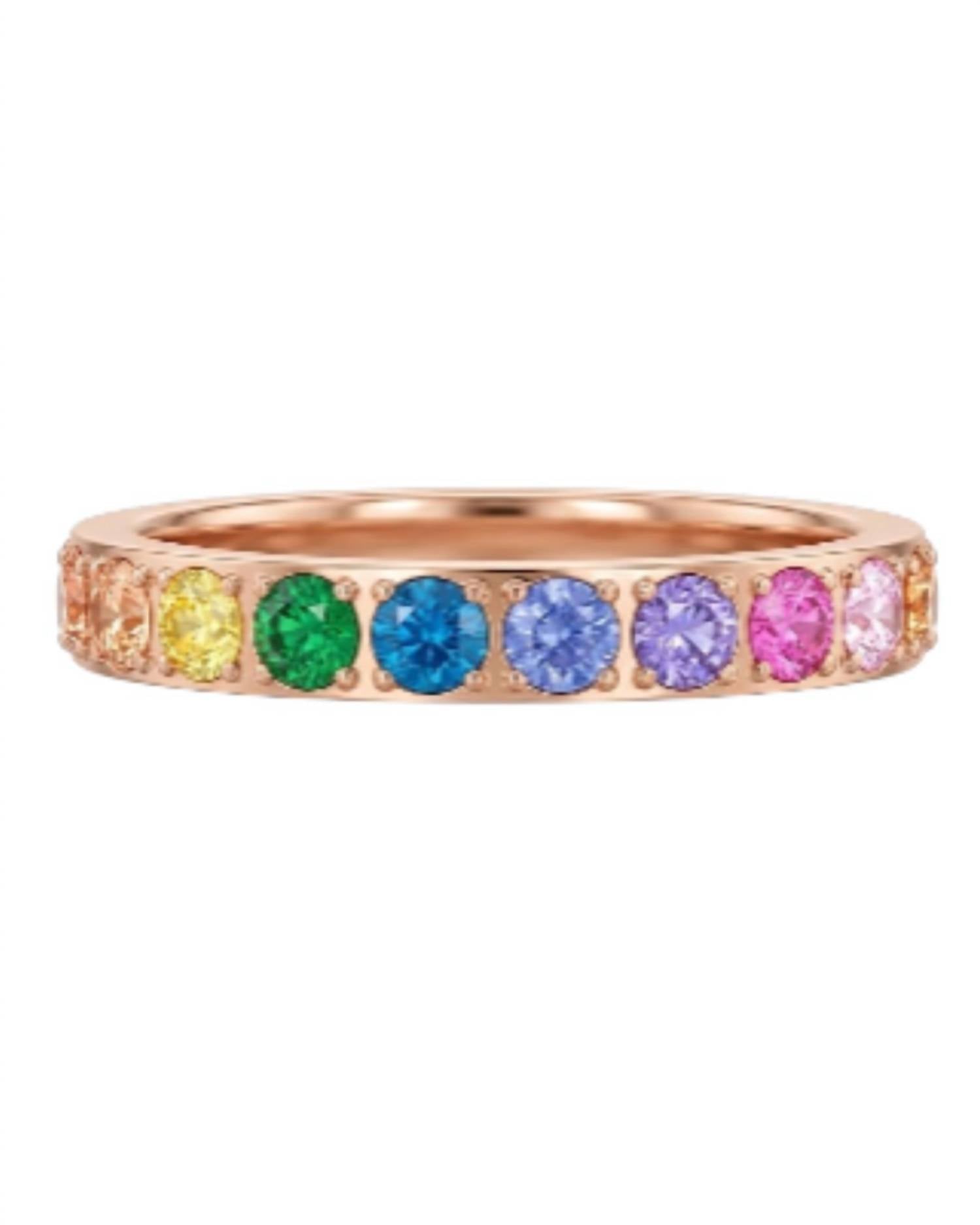 Qudo Women's Spacer Eternity Ring in rosegold multi color - women's jewelry - detail view