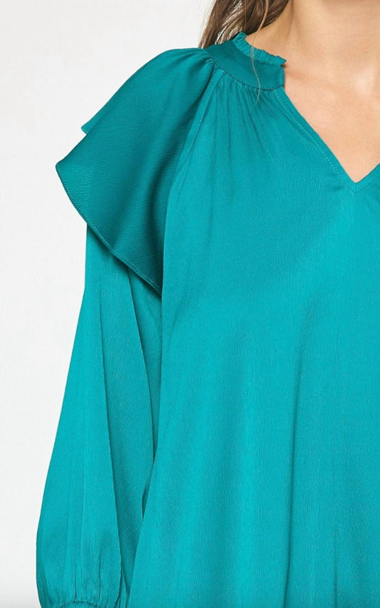 Entro - Serenity Quarter Sleeve Ruffled Top