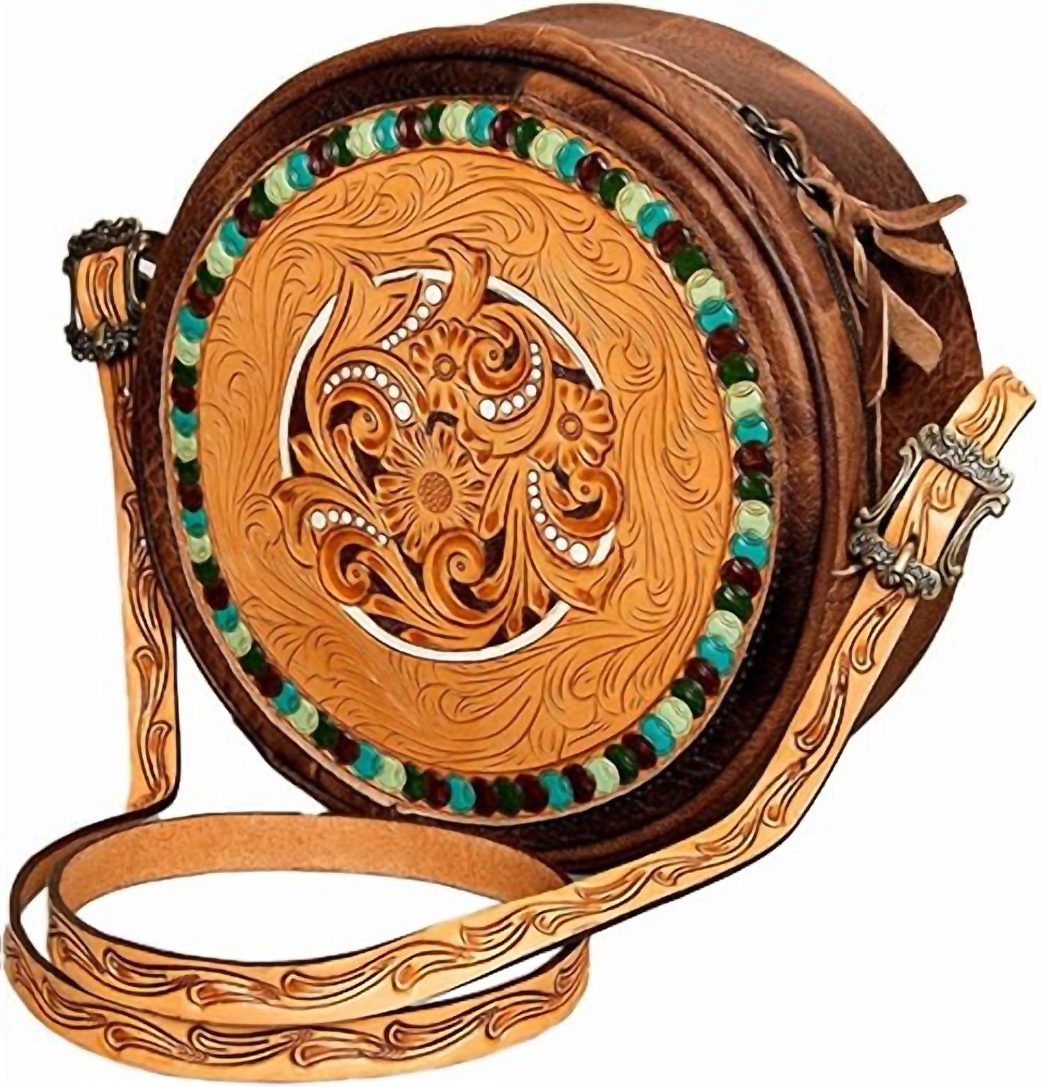 American Darling - Women's Hand Tooled Genuine Leather Canteen Bag
