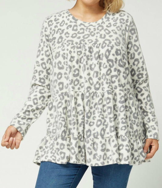 Entro - Animal Print Tiered Top