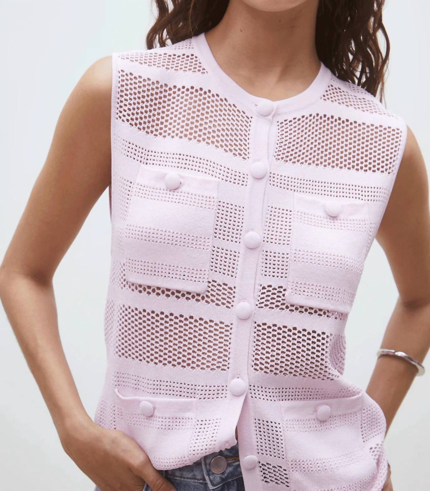 Suncoo - Women's Geos Open Weave Sleeveless Cardigan