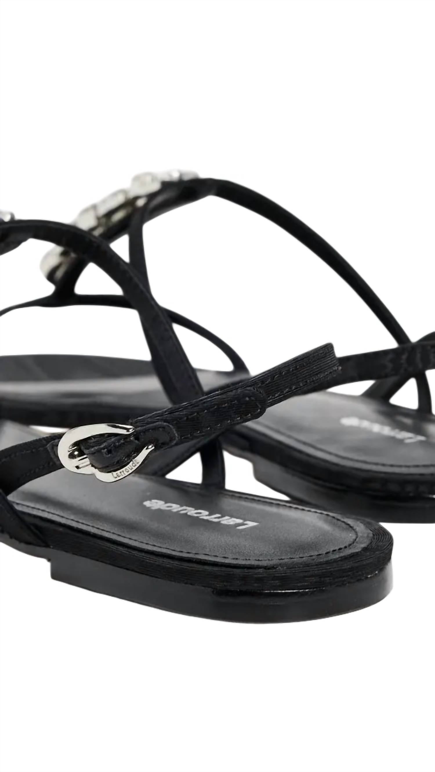 Larroude Women's Calypso Flat Sandals in black - women's sandal - alternate view