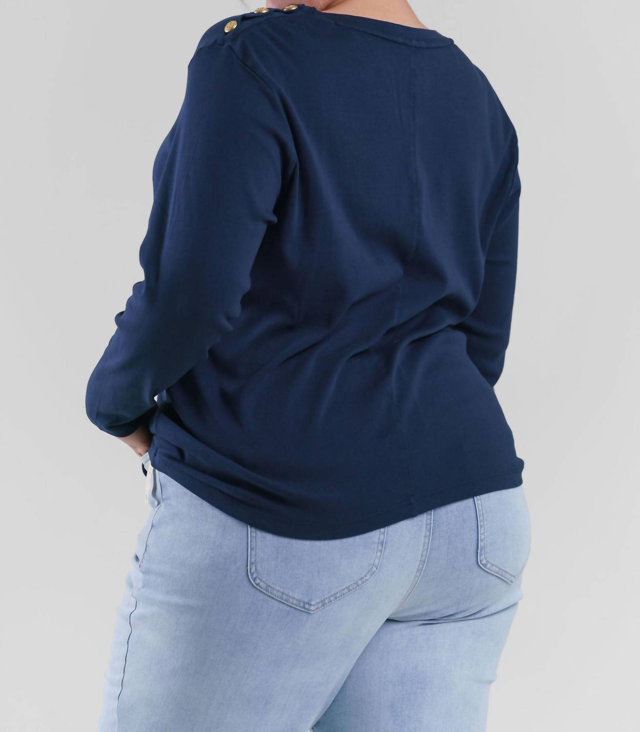 Nic + Zoe - Long Sleeve Button Shoulder Top - Plus Size
