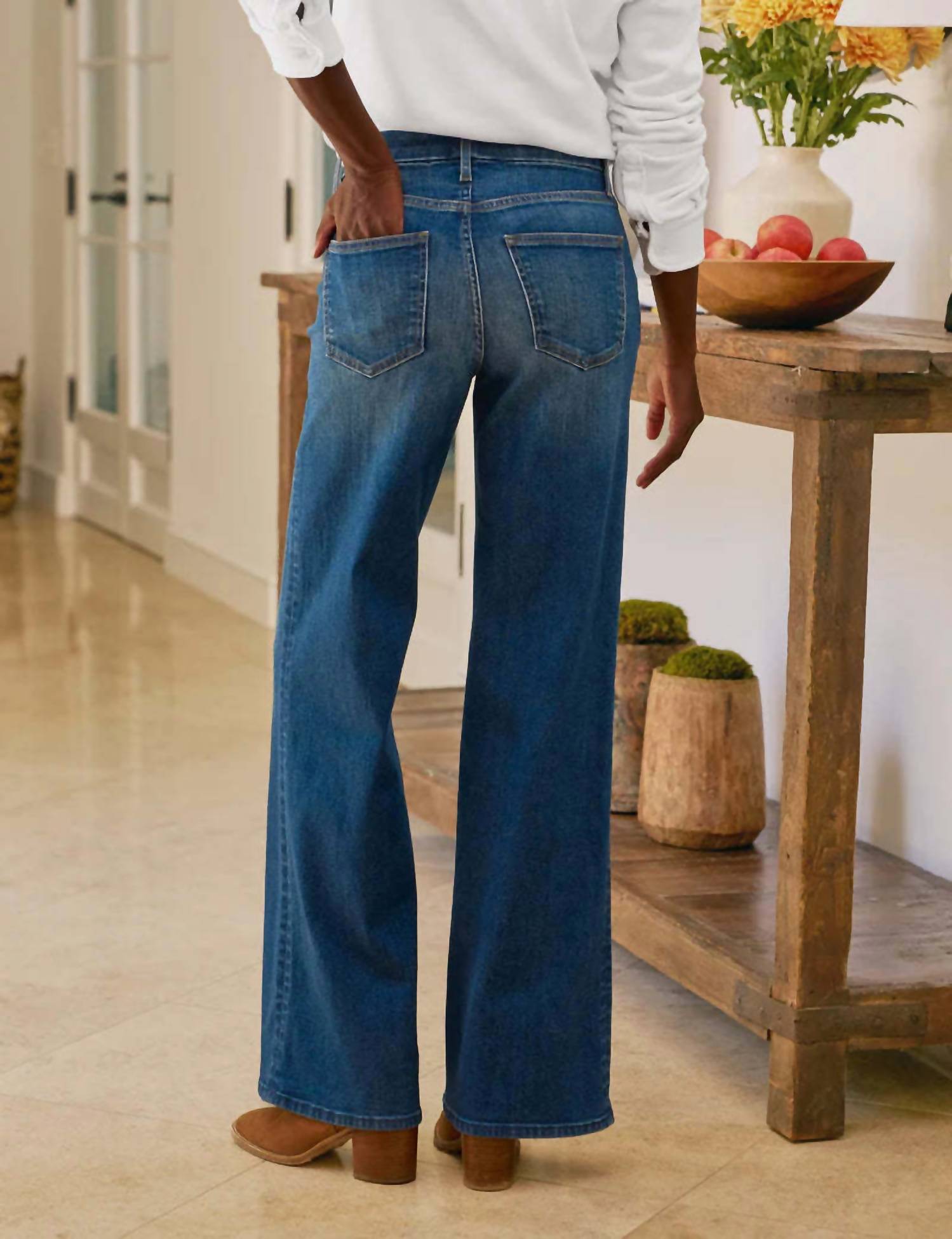 Frank & Eileen East Galway Long Gaucho Jeans in 1999 blue wash - women's jeans