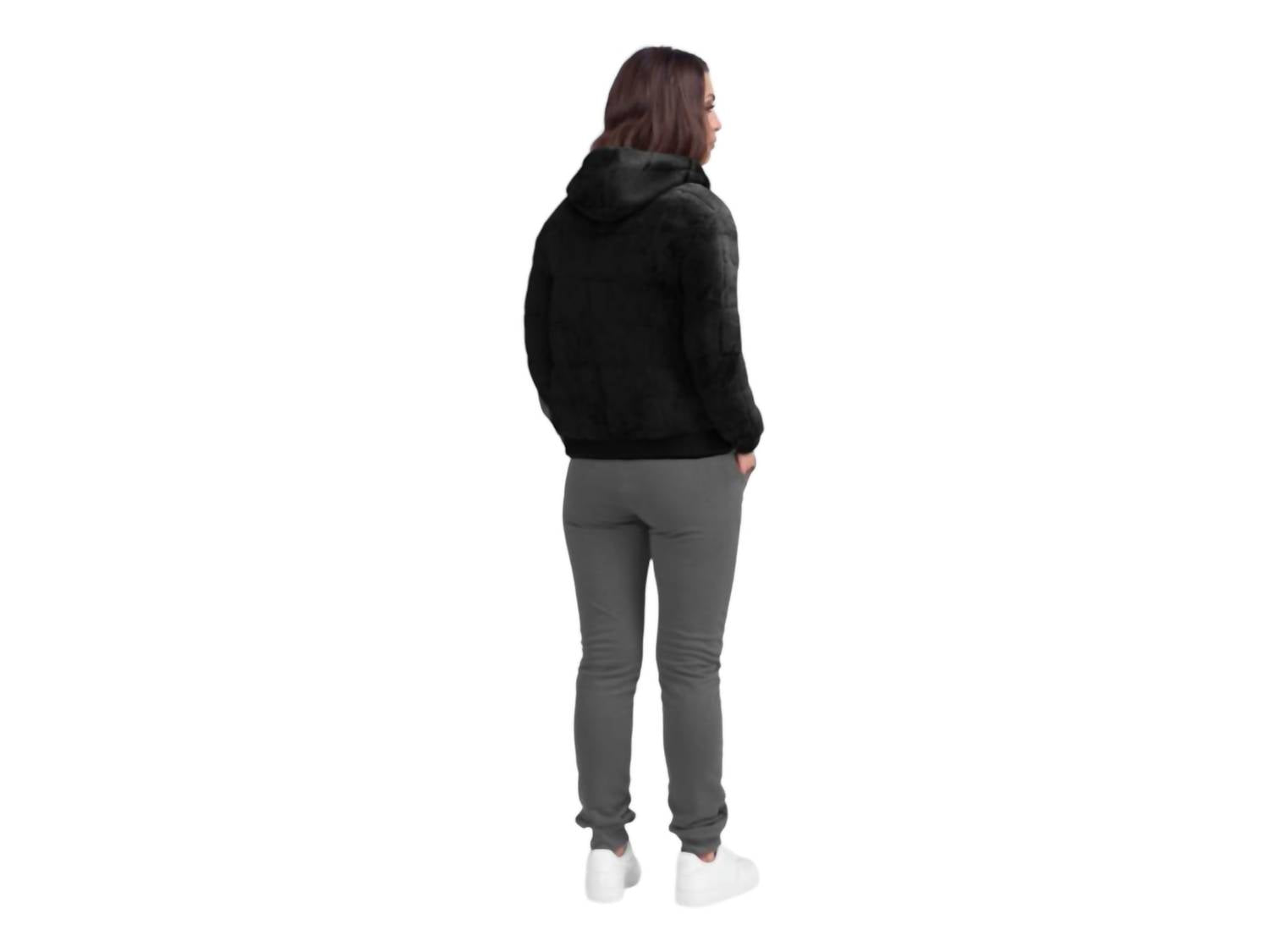 Calmier Unisex - Sensory Weighted Quilted Hoodie Jacket in black - women's top - alternate view