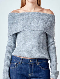 Endless Rose - Off Shoulder Cable Knit Sweater