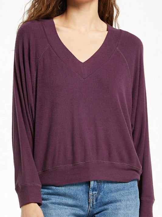 Carly Brushed Rib V-Neck Top