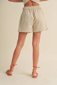 Miou Muse - Monument Linen Elastic Band Shorts