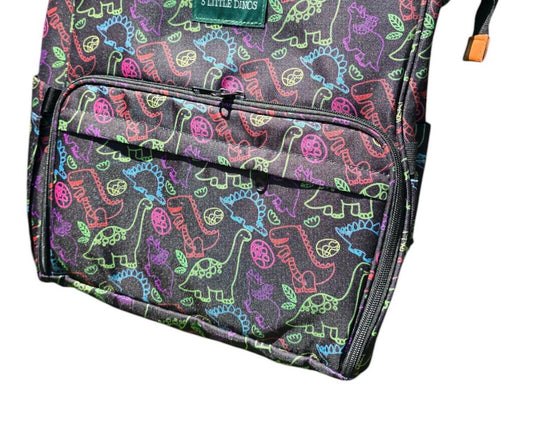 3 Little Dinos - Neon Dino Diaper Backpack