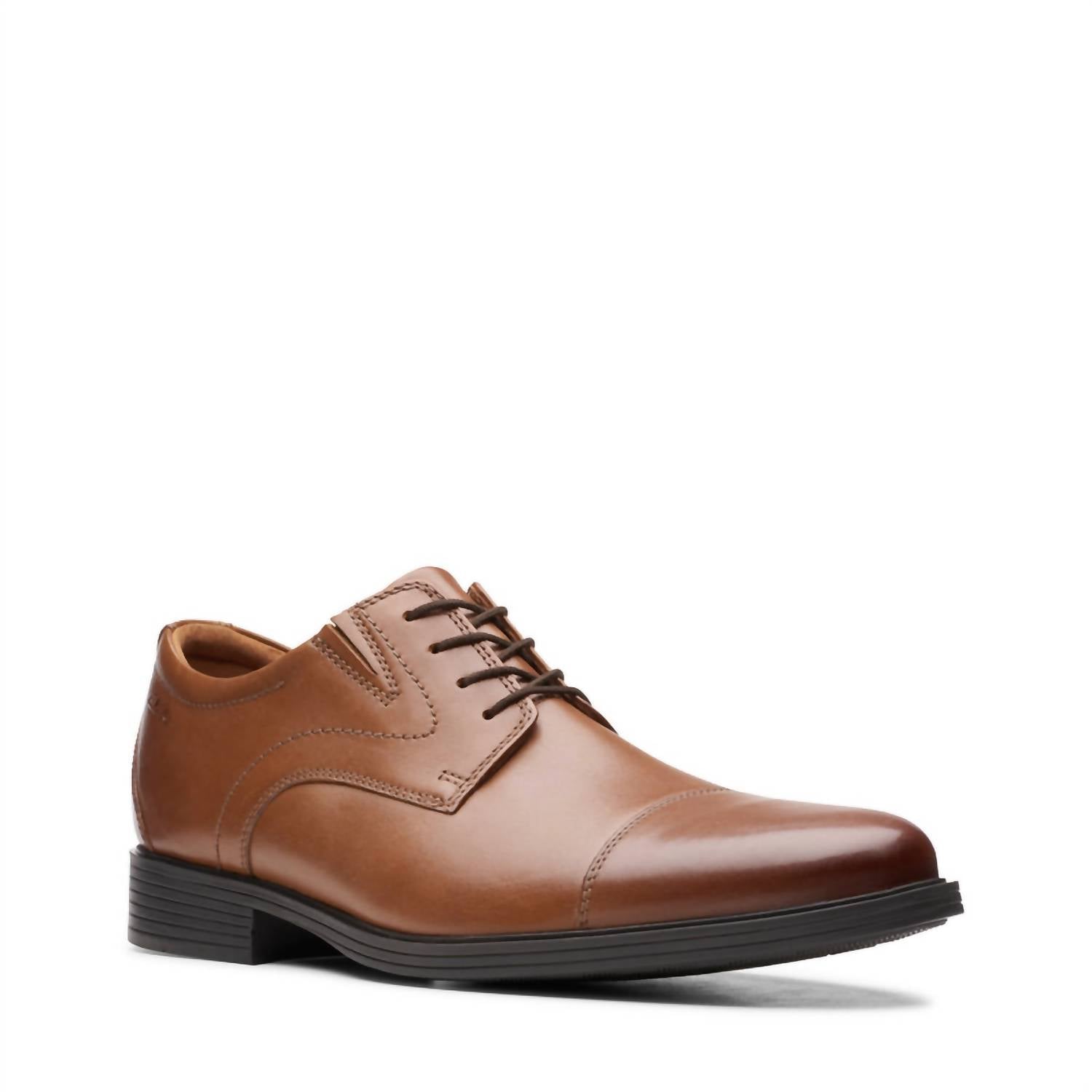 Clarks Men's Whiddon Cap Shoes in dark tan - men's shoe - detail view