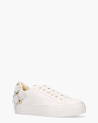 AGL Women's Daisy Sneaker in white floral - women's sneaker - detail view