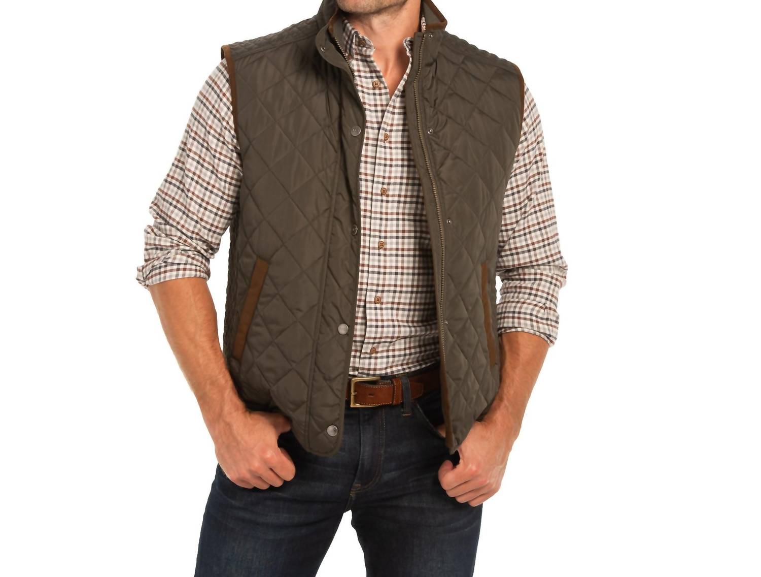 Madison Creek Outfitters Greenville Diamond Quilted Nylon Vest in loden - men's jacket