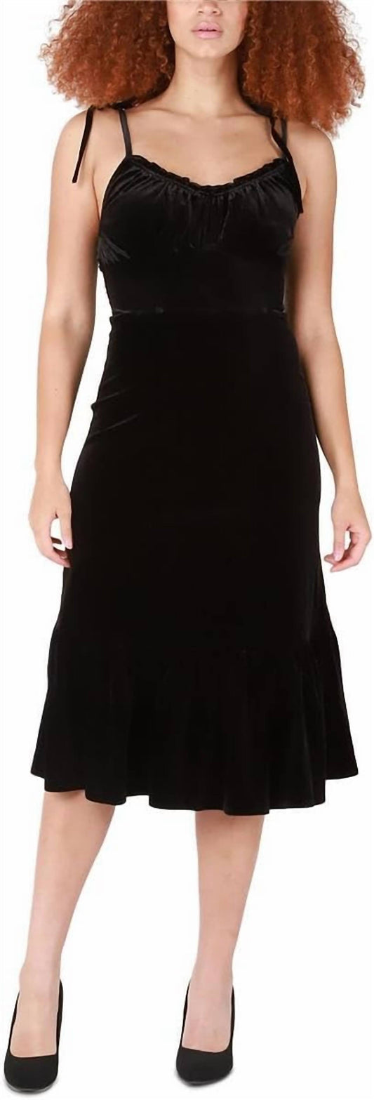 Black Tape - Women's Velvet Strappy Midi Dress