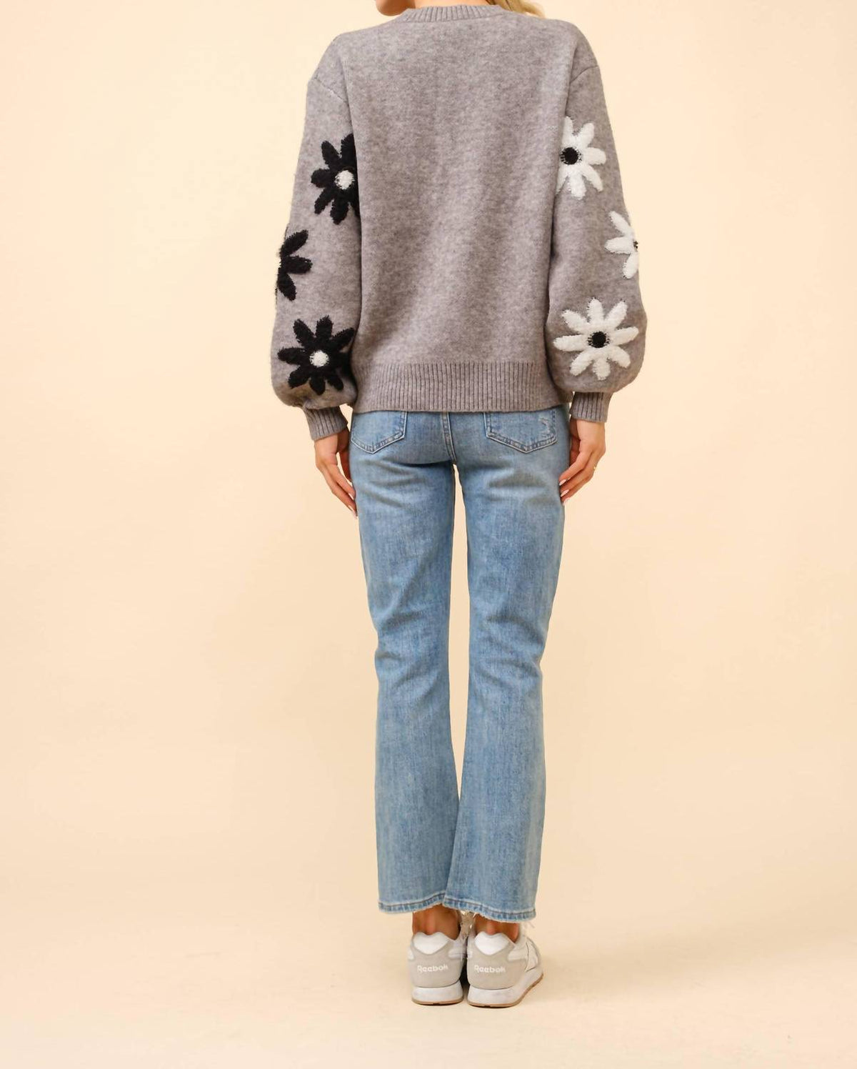 Blue B - Daisy Flower Pattern Crewneck Sweater