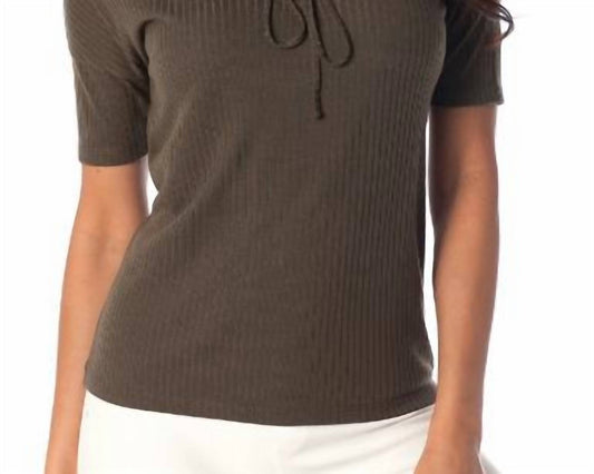 French Kyss - Ribbed Lace Up Top