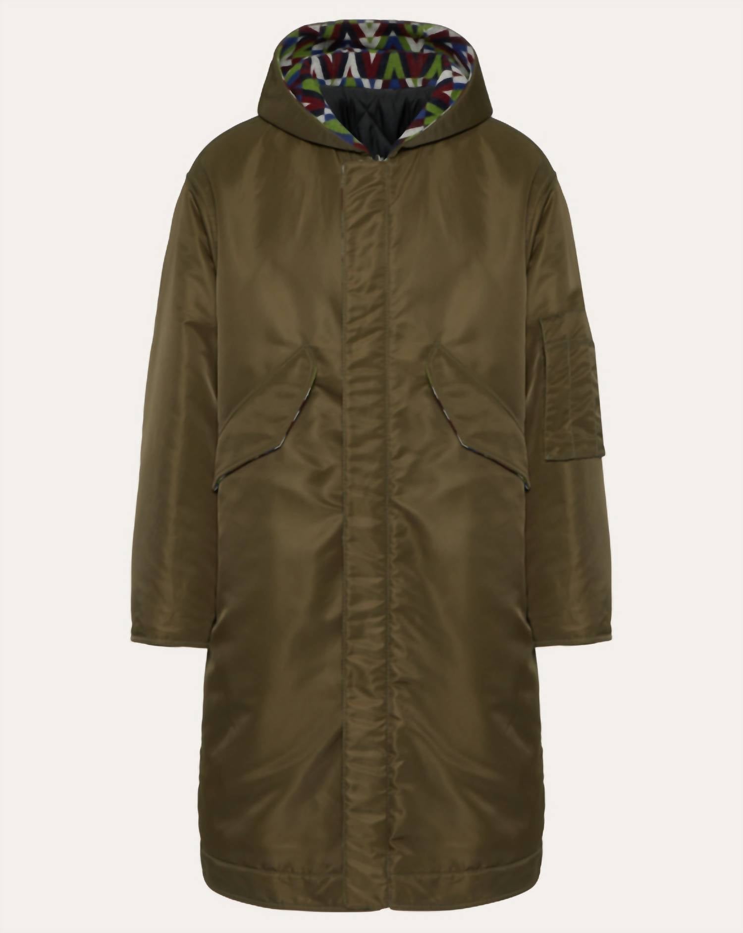 Valentino - Optical Printed Lined Long Nylon Jacket