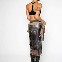 Omni - Metallic 3 Layered Fringe Skirt