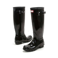 HUNTER Women's Original Tall Gloss Rain Boots in black - women's shoe - view 5