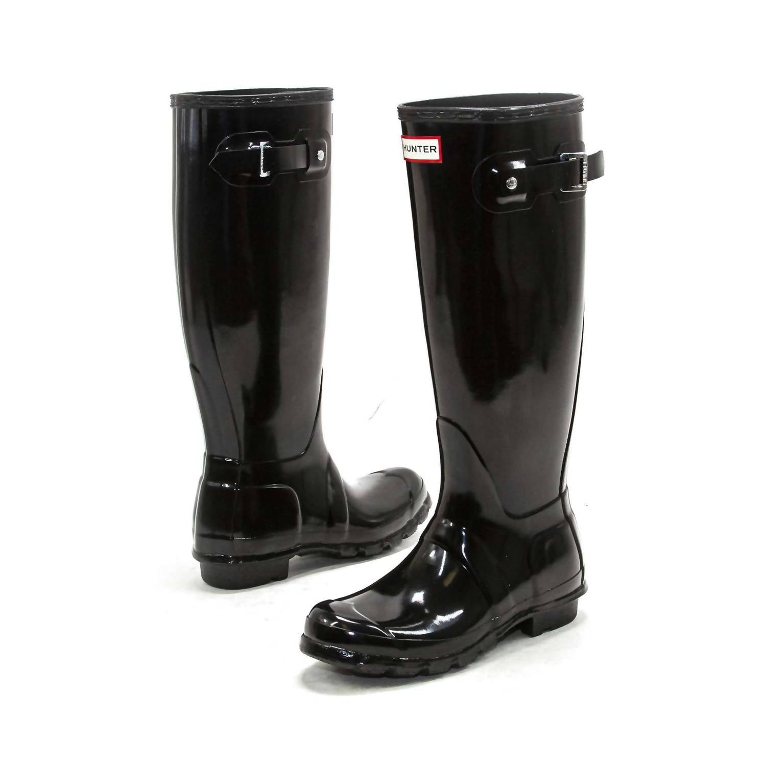 HUNTER Women's Original Tall Gloss Rain Boots in black - women's shoe - view 5