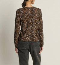 Nation LTD Marion Twist Front Tee Top in winter leopard - women's long sleeve top - detail view
