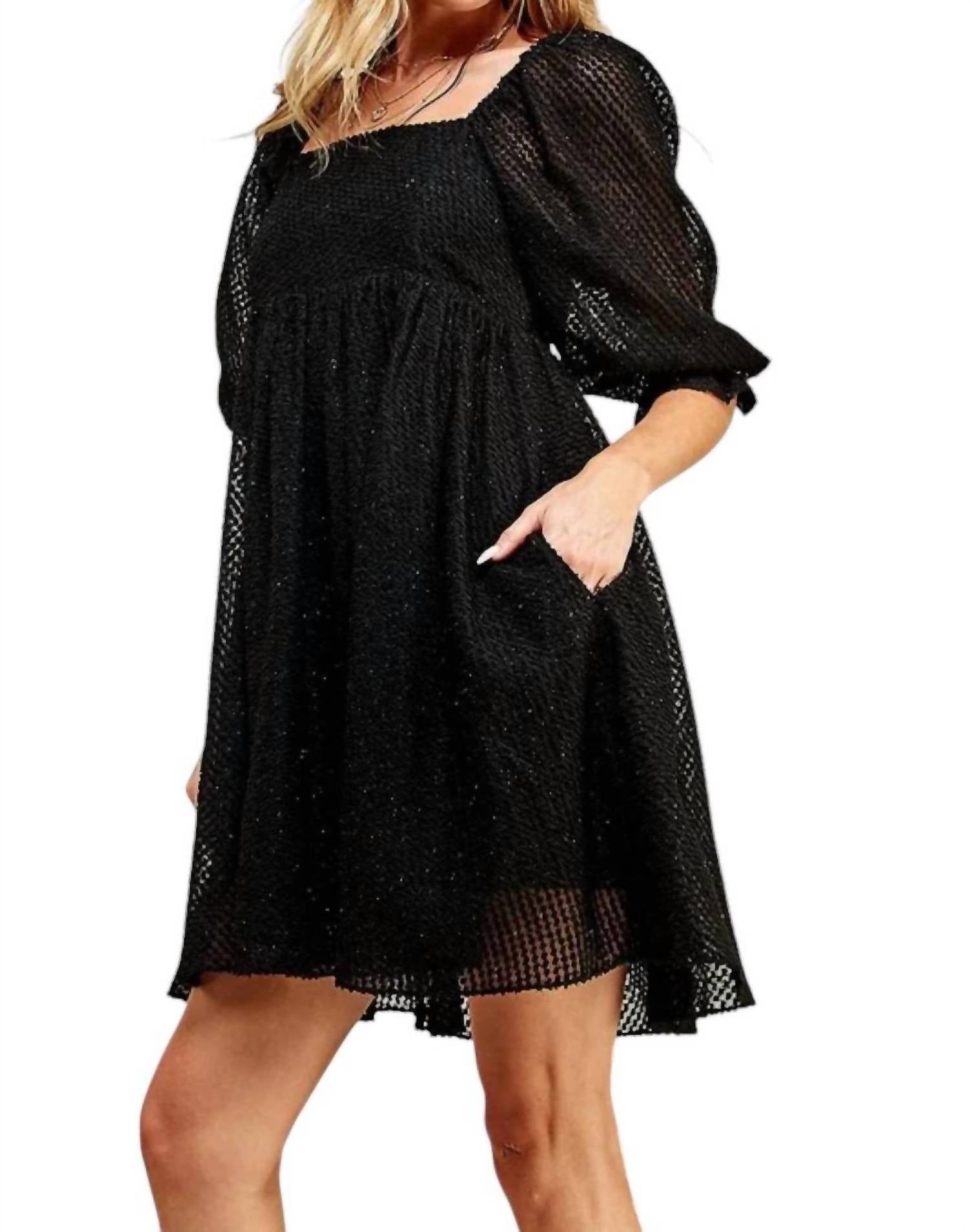 Sweet Lemon - Taylor Babydoll Shimmer Texture Dress